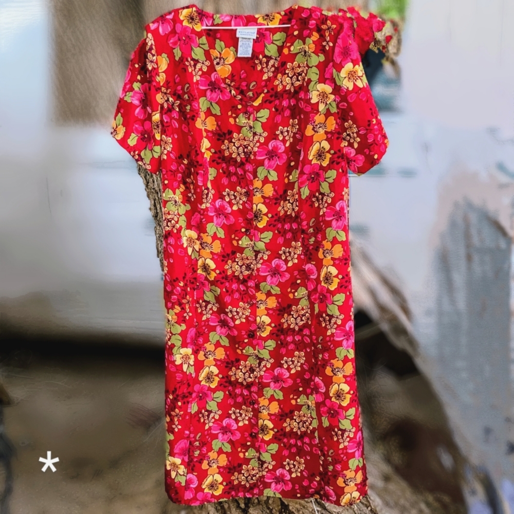 White Stag, Pink & Red Floral, Short Sleeve Maxi Dress, Size 28W